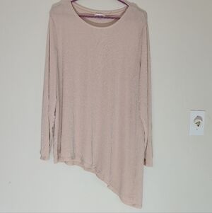 Calvin Klein Pink Blush Silver Glitter Shimmer Asymmetrical Tunic XL NYE Party